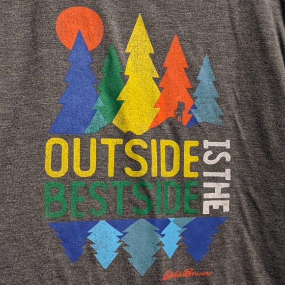 💥 Eddie Bauer "Outside is the Best Side" Long Sleeve Kid's L (14/16) - Picture 2 of 2